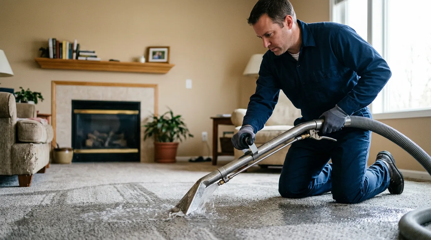 Water damage restoration technician working near Verona, MO